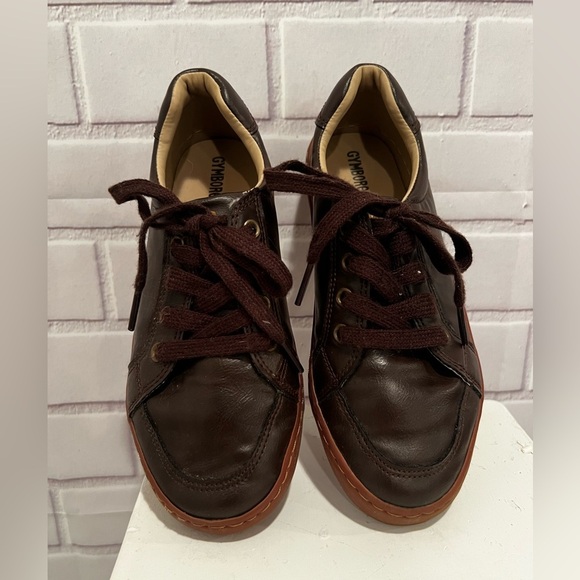 GYMBOREE boys brown lace up leather shoes/size 2 - Picture 3 of 9